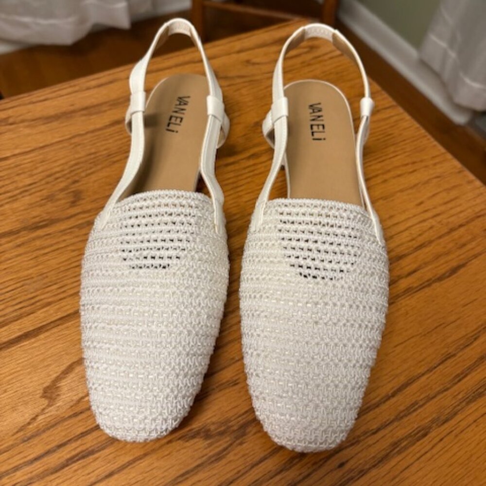 VANELi Janet Women's Sandal, White Crochet Slingback, Size 10